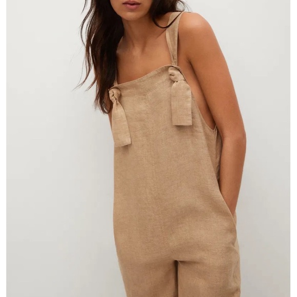 MANGO - Linen Beige Jumpsuit - Size M - Picture 2 of 15
